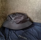 PRADA	Re-nylon Blue Enameled Tessuto Logo Cotton Unisex Men Womens Bucket Hat XL — photo 3