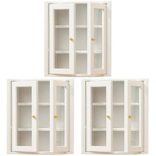 3Pcs Reusable Miniature Kitchen Cabinet White Mini House Furniture Decor