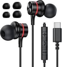 USB C Headphones, Wired Earbuds In-Ear Type C Earphone, Microphone  Volume Cont