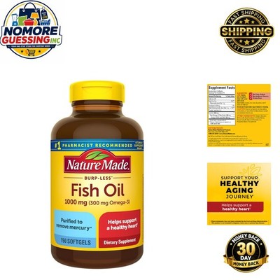 Heart Wellness Omega 3 Fish Oil Softgels - 1000mg, 150 Count Daily Support