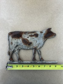 Early Antique Vintage Folk Art Cow Weathervane Tin
