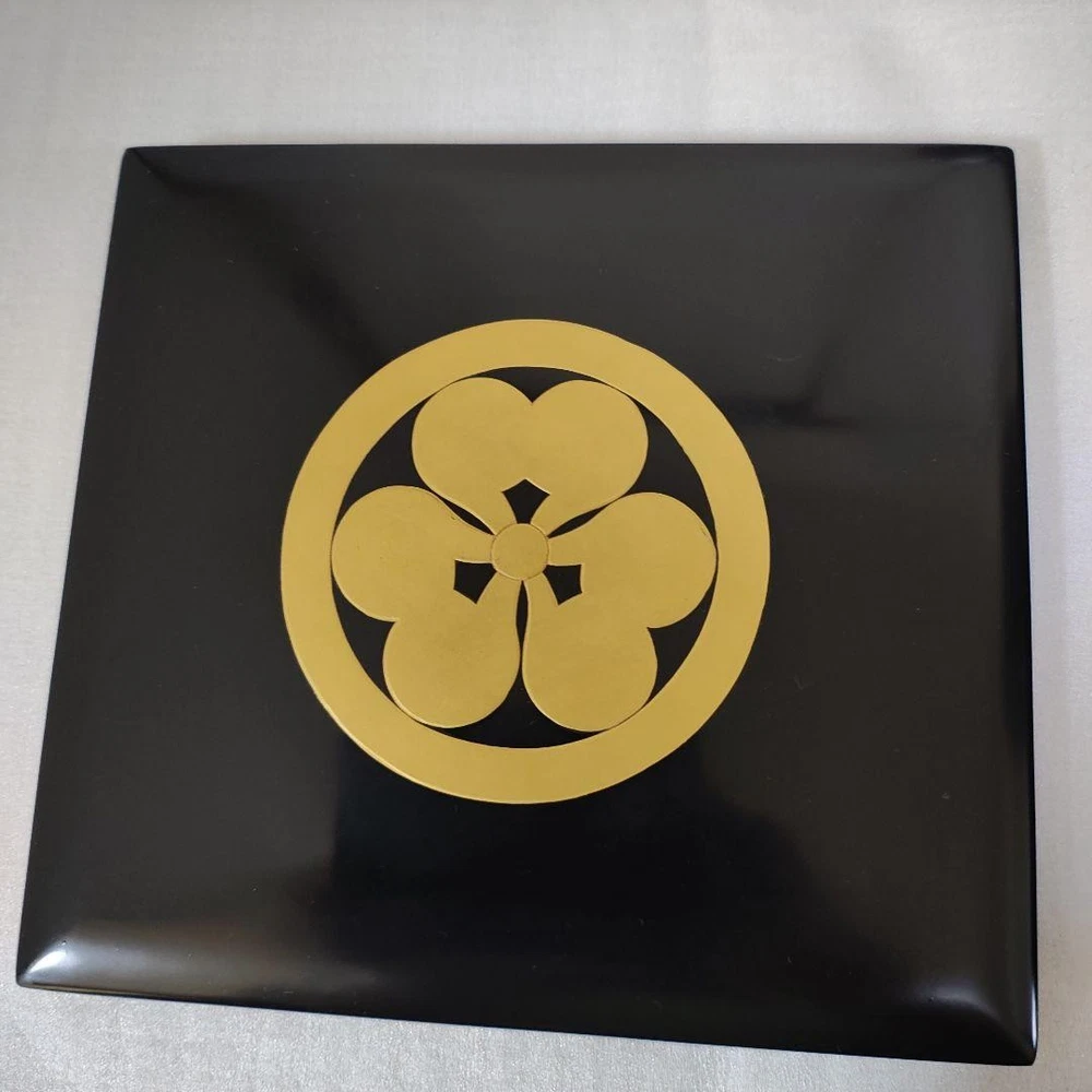 Jubako Bento Box Japanese Wajima lacquered black heavy box 5 tiers with gold fam