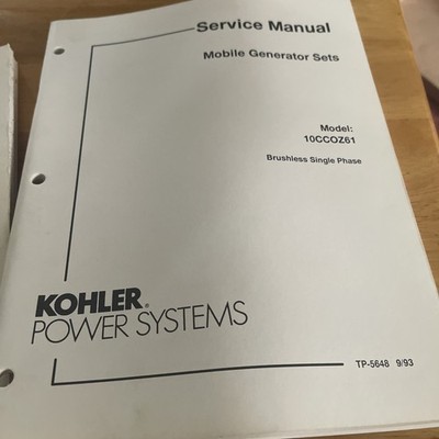 Kohler Power Systems Service  Manual Mobile Generator Sets Model 10CCOZ61 