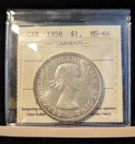 1958  ICCS Graded Canadian Silver Dollar **MS-64** # XEH 793