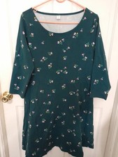 Old Navy Womens Sz XL Cotton/Spandex Green Floral Dress