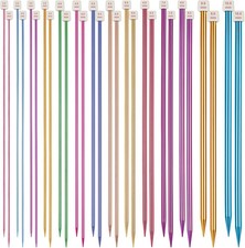 Aeelike Coloured Knitting Needles Set 35cm Long, 28Pcs/14 Pairs Aluminium