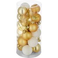 Weihnachtskugeln Gold Weiß Kunststoff 24Er Set Christbaumkugeln Weihnachten 4Cm