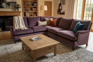 Kingcome sofa corner sofa rich purple velvet feather and down cushions