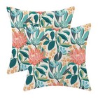 Coral Floral Pillow Covers 18x18 Inch Set of 2, 18" x 18" (Pack of 2) Summer2