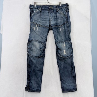 G Star Raw Jeans Mens 31x30 (34x29) Blue Stretch Whisker Biker