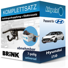 BRINK Anhängekupplung abnehmbar und TOWTEC E-Satz 7polig für Hyundai i10 19- AHK