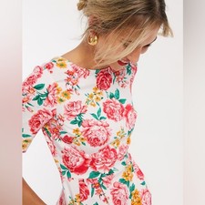 ASOS DESIGN Wiggle Mini Dress Pink Floral Size 2 NEW! | Wedding Guest / Shower
