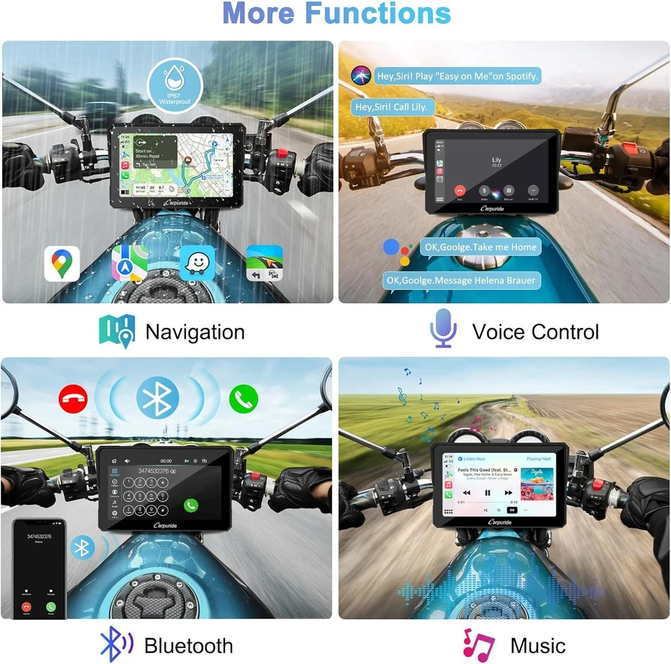 Carpuride W702 GPS Bluetooth CarPlay inalámbrico y Android Auto para Motorbikes - Imagen 3 de 4
