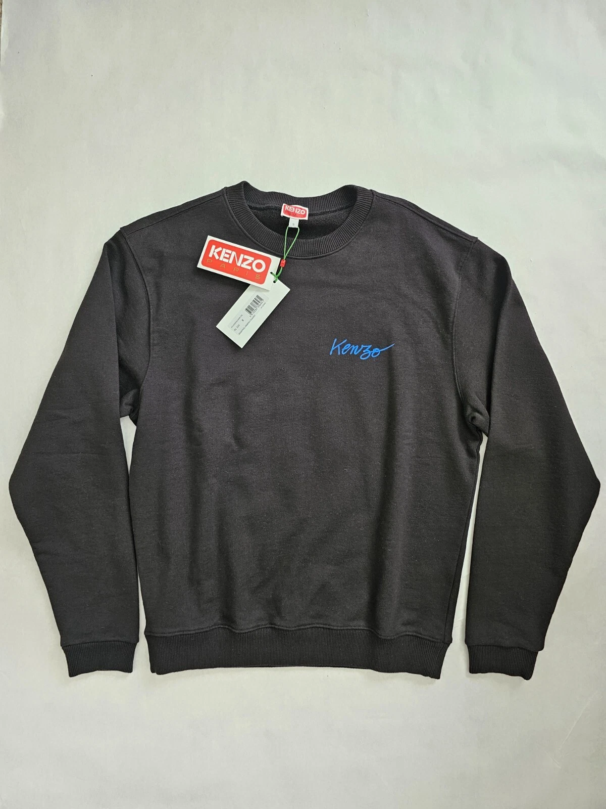 FELPA CLASSICA CON GRAFICA STAGIONALE KENZO NERA LOGO SCHIENO BLU PICCOLA NUOVA