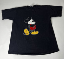 VTG Disney Mickey Mouse Single Stitch Black S/S T-Shirt Made in USA Mens XL EUC