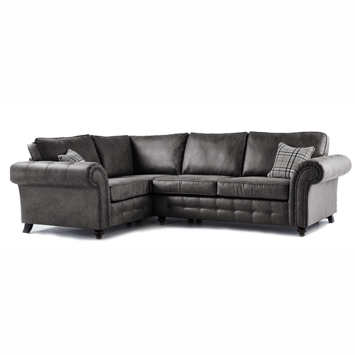 Oakland Chesterfield Charcoal Black Large Leather Corner Sofa 7 Seater Suite - Picture 11 of 11