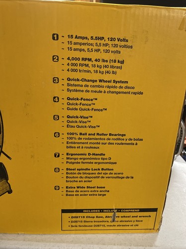 DeWALT D28715 14" 5.5HP Metal Chop Saw Quik Change Keyless Blade System O14 - Picture 3 of 17