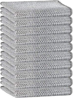 Soft Wire Double Layer Anti-Scratch Cleaning Cloth (10-Silver)