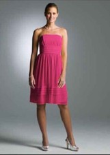 New DAVID'S BRIDAL Watermelon Chiffon Strapless Cocktail Prom Dress NWT-Size 4