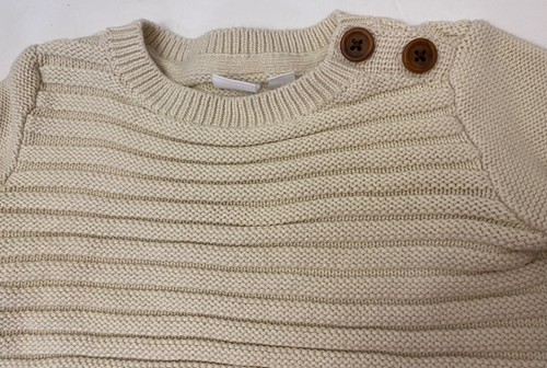GAP KIDS ALL COTTON Pullover XS Cream Rib Knit Sweater Button Trim Classic EUC - Picture 3 of 4