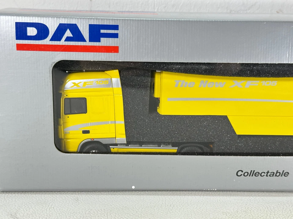 Tekno DAF XF105-510 Super Space Cab gelb 1:50 Truck Kühlauflieger Werbepackung - Bild 3 von 4