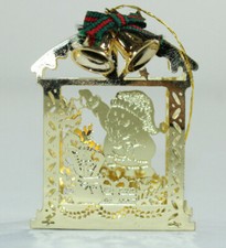 Santa Christmas Putting Star on Tree Ornament Metal  2.5" tall thin cut