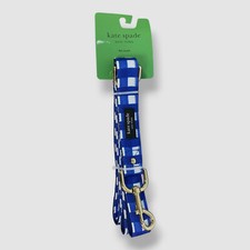 Kate Spade New York Blue Navy Gingham Dog Leash, 6 ft. M/L