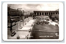 RPPC Plaza Machado Street View Mazatlan Sinaloa Mexico UNP Postcard H21