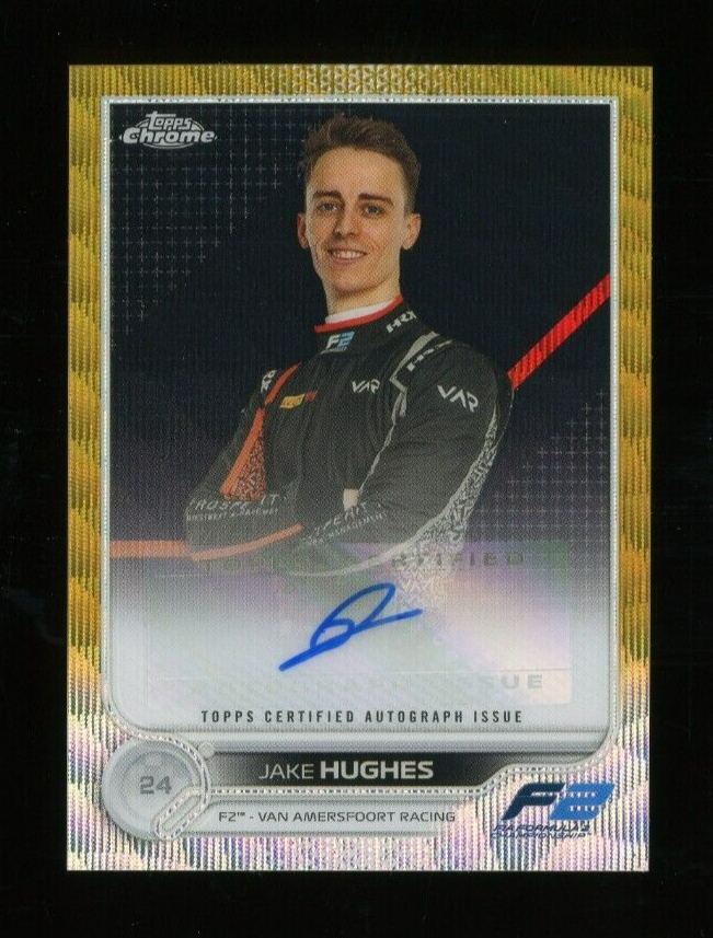 2022 Topps Chrome Formula 1 F1 Gold Wave Refractor Jake Hughes Auto 44/50
