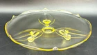 Vintage 1930's Yellow Depression Glass Footed Platter Lancaster Style 10"
