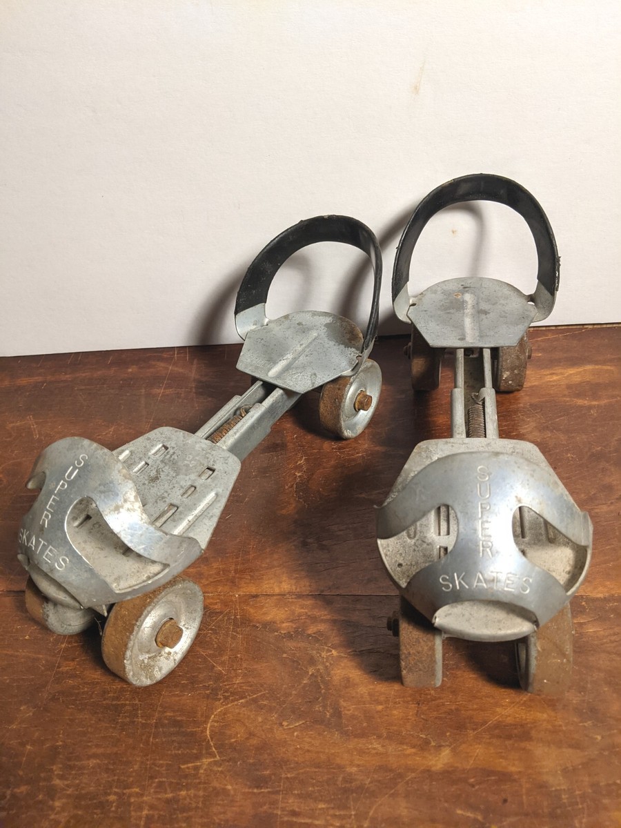 Vintage Super Skates Metal Steel Roller Skates Adjustable