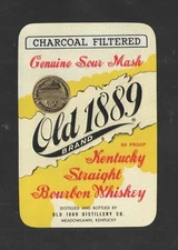 OLD 1889 BRAND KENTUCKY STRAIGHT BOURBON WHISKEY UNUSED BOTTLE LABEL - CHARCOAL