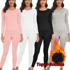 Women Thermal Underwear Long Johns Tops Bottom Set Winter Warm Base Layer Shirts