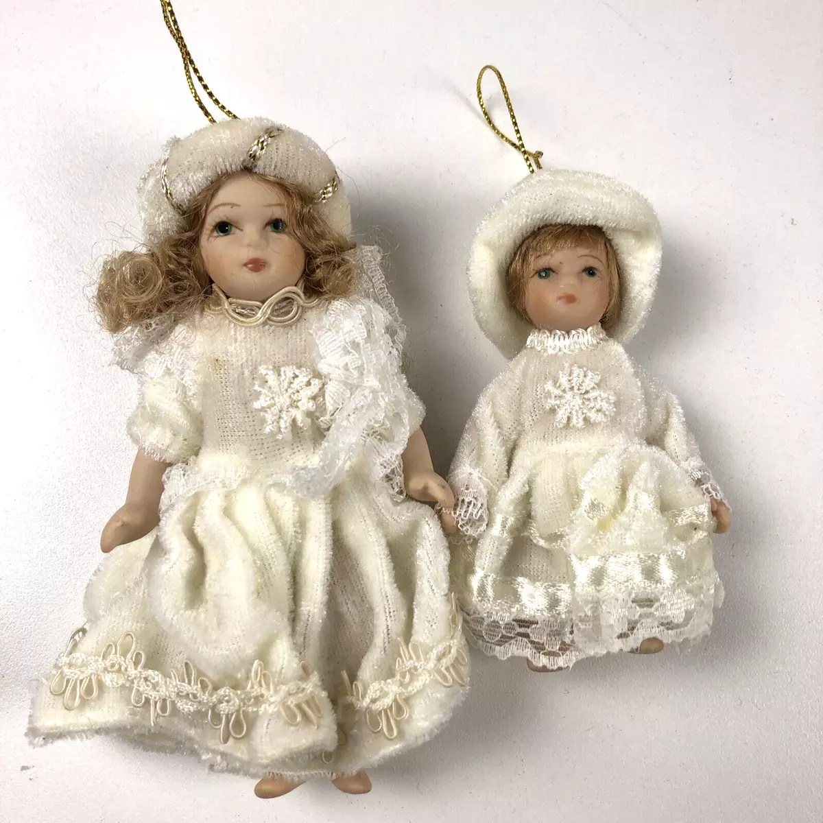 Tiny little 3 china and bisque dolls, Merry Christmas doll antique (item  #1335692)