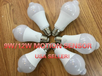 JL 9W12W Motion Sensor Light Bulb Motion Activated LED Dusk to Dawn Indoor/Outdoor
