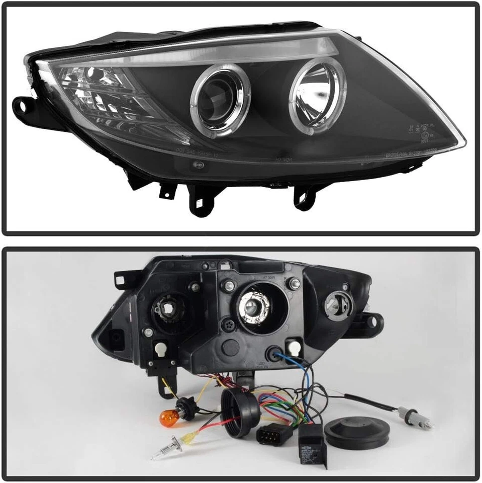 Juego de faros proyectores LED halo negros modelo HID BMW Z4 2003-2008 L+R Foto 2 de 4
