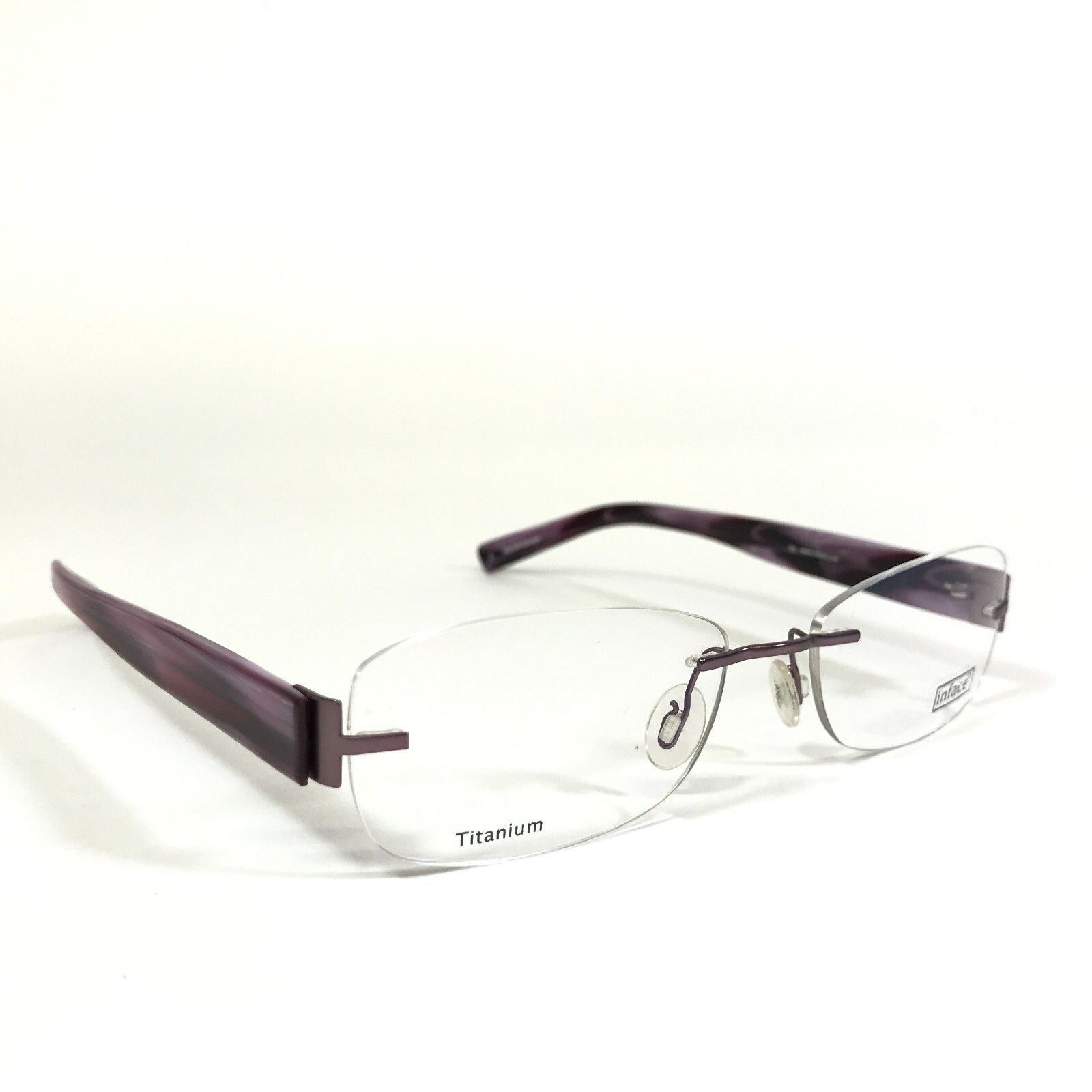 Inface Eyeglasses Frames if 1500D-205 Purple Rectangular Rimless 52-17-135