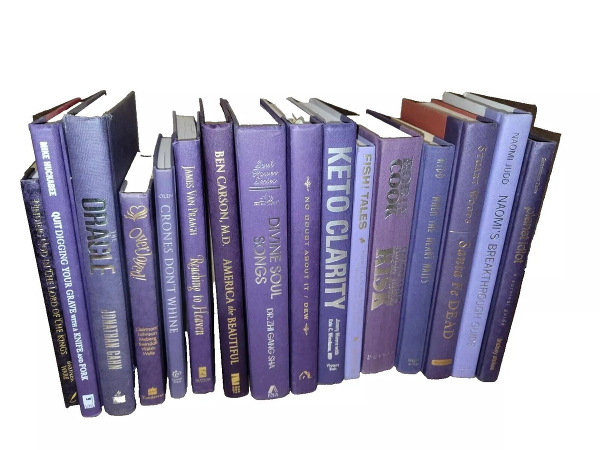 Lot of 6 Hardcover PURPLE Shades VIOLET Mix Books for Staging Prop