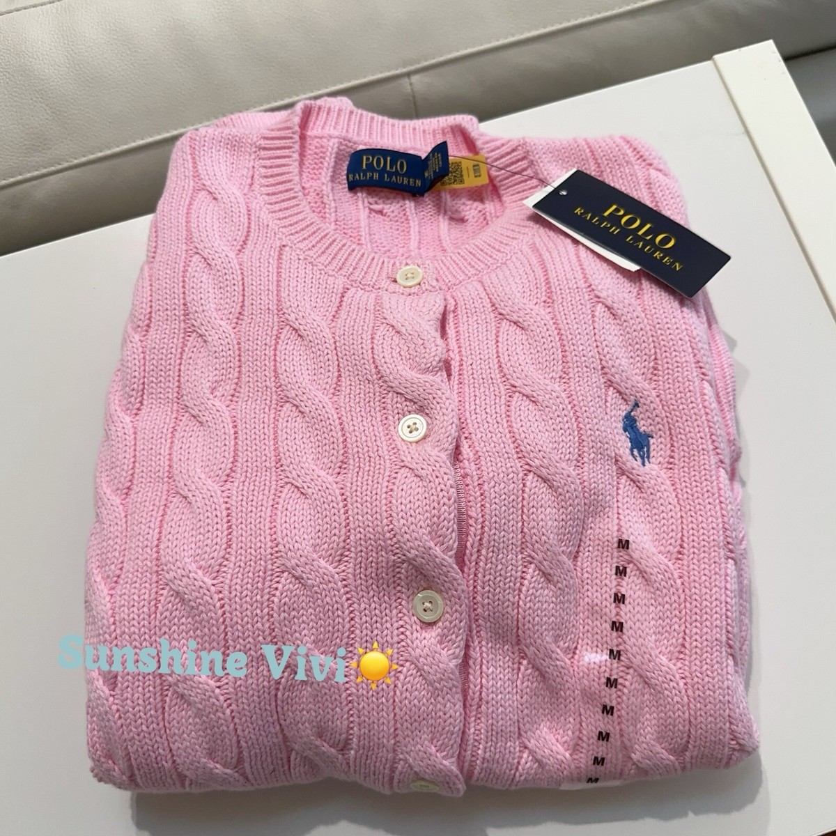 NEW Polo Ralph Lauren Women 100% Cotton Cable Knit Cardigan