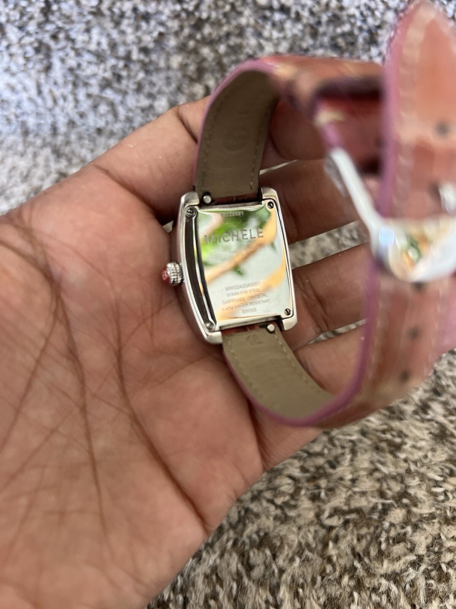 MICHELE Urban Mini Stainless Steel leather strap women display picture 3
