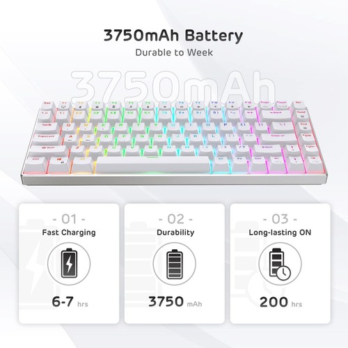 RK ROYAL KLUDGE RK84 Pro RGB 75% Triple Mode BT5.0/2.4G/USB-C Hot Swappable M... - 第 7/9 張圖片