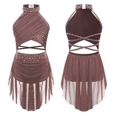 Kids Girls Modern Lyrical Dance Dress Ballet Figure Skating Gymnastics Bodysuit