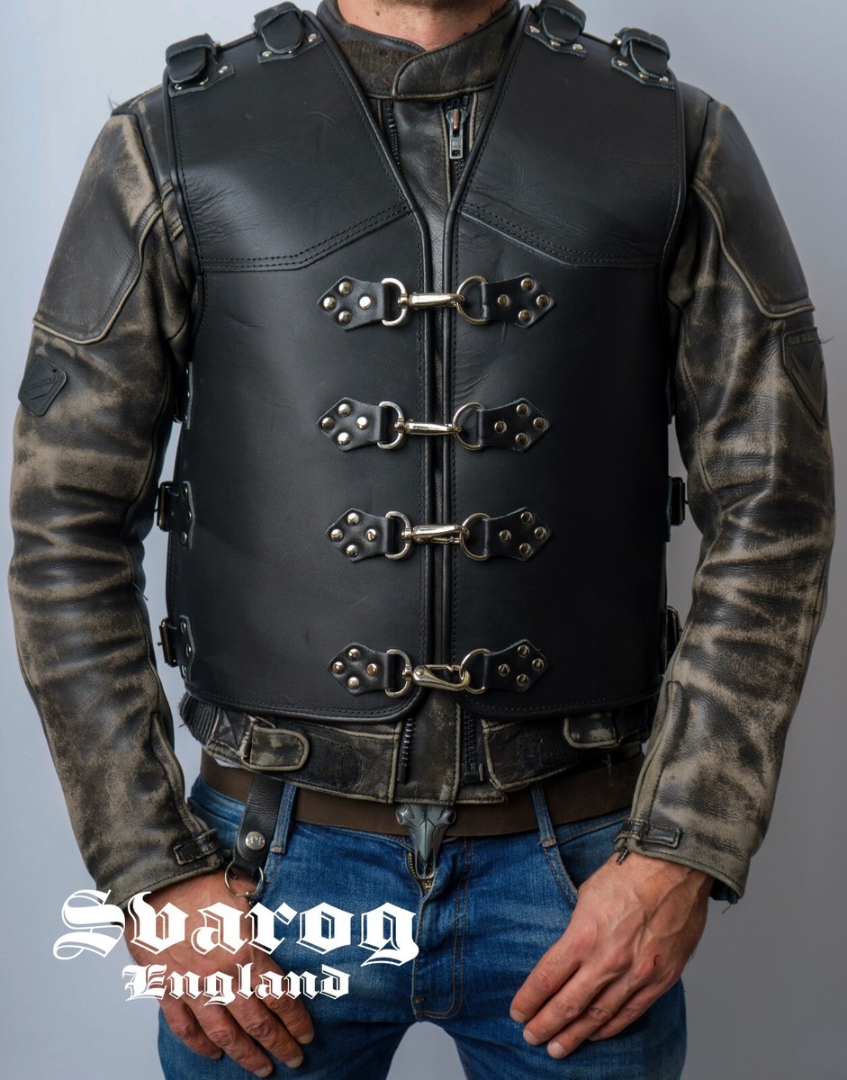 SVAROG HEAVY DUTY 4-7 MM BUFFALO LEATHER BIKER CLUB VEST CUT harley davidson