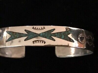 Important Ervin Tsosie Vintage Native American Jewelry Navajo Turquoise Sterling Silver Cuff Bracelet Important Ervin Tsosie Vintage Native American Jewelry Navajo Turquoise Sterling Silver Cuff Bracelet