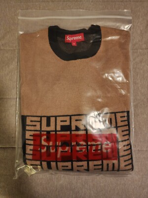 Supreme Logo Repeat Sweater Size Small Black FW18 Brand New Fall 