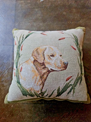 Gobelin Kissen Hund Zierkissen Sofakissen mit Füllung Landhausstil - Bild 1 von 4