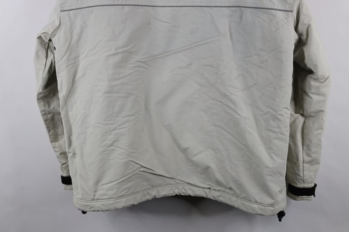 Vintage 90s Y2K Gap Mens XL Distressed Fleece Lined Full Zip Hooded Jacket Beige - Picture 15 of 15