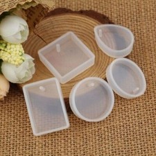 Silikon Gie&szlig;form Anh&auml;nger 10er Set Form Rund Oval Tropfen Rechteck Resin Epoxid