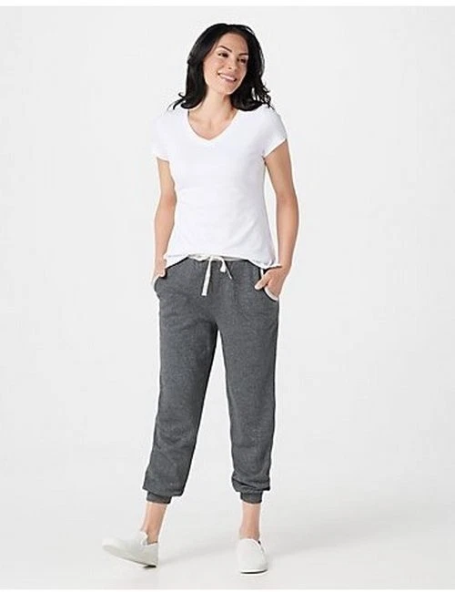 Rachel Hollis Grey Pull-on Jogger Pant w/ Lurex New Sparkle Loungewear