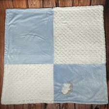 KYLE DEENA BLUE VELOUR SHERPA PATCHWORK TEDDY BEAR BABY CRIB BLANKET 30X30